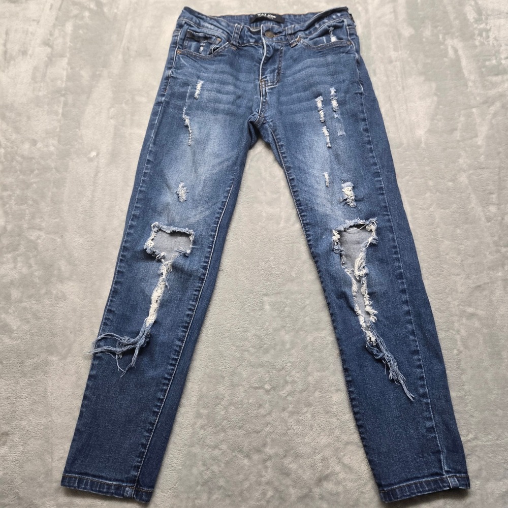 Wax Jean Los Angeles Distressed Ripped Slim Fit Denim Jeans Blue‎ Womens Size 5